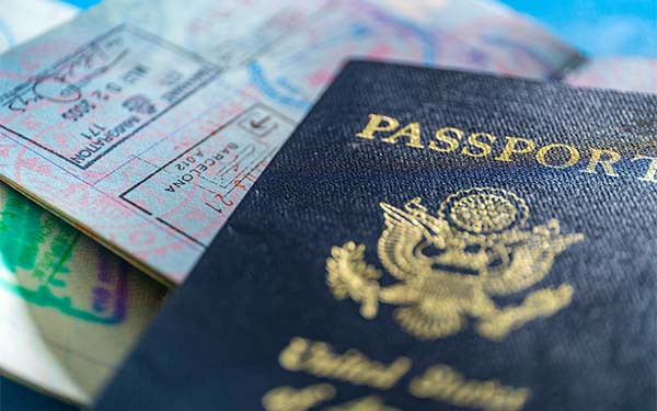 Close-up of passport